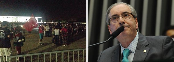Manifestantes levaram vassouras e baldes nesta segunda (25) para a Praça dos Três Poderes e lavaram o chão em frente ao Supremo Tribunal Federal (STF); o ato foi um protesto contra o tempo levado pela Corte para decidir sobre um pedido de afastamento do presidente da Câmara, Eduardo Cunha (PMDB-RJ); o pedido para afastar Cunha do mandato e da presidência da Câmara foi apresentado em dezembro do ano passado pela Procuradoria Geral da República (PGR), mas ainda não há prazo de quando será julgado