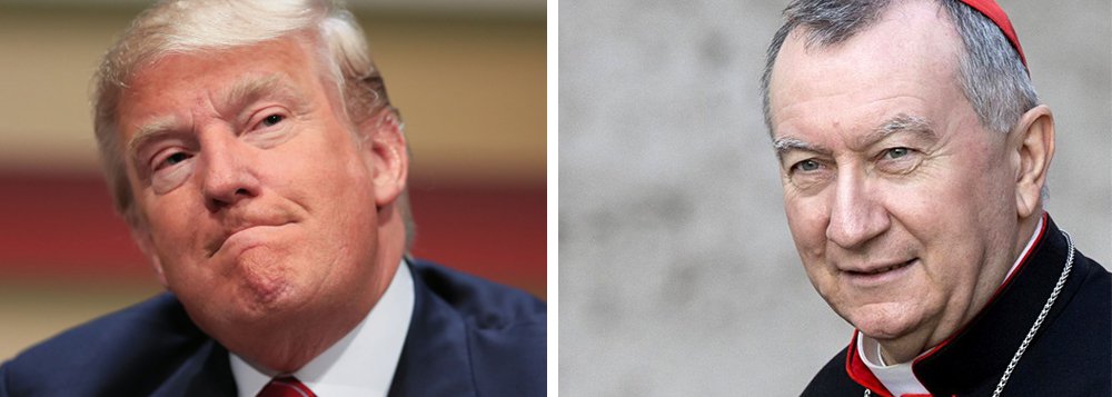 Mais alto diplomata da Igreja Católica, o secretário de Estado do Vaticano, cardeal Pietro Parolin, desejou sucesso ao presidente eleito dos Estados Unidos, Donald Trump, dizendo que vai rezar para que o novo líder seja "iluminado"; "Desejamos sucesso ao novo presidente, que ele tenha um governo verdadeiramente frutífero", disse; "Prometemos rezar para que Deus o ilumine e o apoie no serviço do país, mas também no serviço do bem-estar e paz no mundo", completou; durante a campanha, o papa Francisco sugeriu que Donald Trump "não era cristão" por sua posição sobre imigração