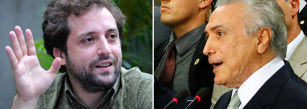 Em TV portuguesa, o ator e escritor, integrante do Porta dos Fundos, não poupou críticas ao peemedebista e ao golpe realizado no Brasil: "Então, tira uma presidente democraticamente eleita, com 53 milhões de votos, para empossar um sujeito que não teria nem 1% de intenção de voto e que é réu. Uma presidente que não é ré, que não foi julgada, que nada foi provado contra ela"; assista