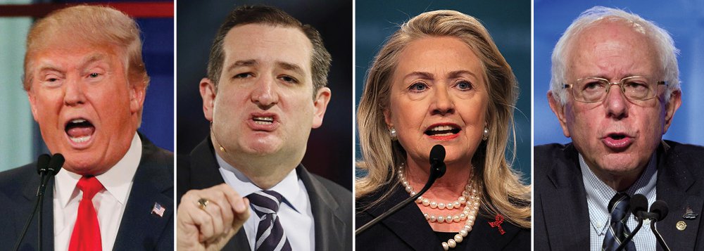 A etapa das prévias eleitorais norte-americanas nos estados de Kentucky, Louisiana, Kansas, Maine e Nebraska, conhecida como Supersábado, registrou mais uma vitória do empresário Donald Trump e do senador Ted Cruz, que assim consolidam a liderança pelo direito de representar o Partido Republicano nas eleições presidenciais dos Estados Unidos, em novembro deste ano; também foi confirmada a continuidade da ex-secretária de Estado Hillary Clinton e do senador Bernie Sanders na disputa para representar o Partido Democrata no pleito que vai decidir quem sucederá o presidente Barack Obama