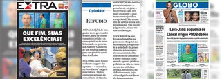 O jornalista Fernando Rodrigues, do Tijolaço, chama a atenção para o discurso hipócrita das Organizações Globo: “diz que o escracho a que (Cabral e Garotinho) foram submetidos na prisão e no hospital merece repulsa, compromete a seriedade do procedimento e evoca questões essenciais à vida democrática. É verdade, como é verdade que as Organizações Globo, quando lhes interessa promove estes escrachos"