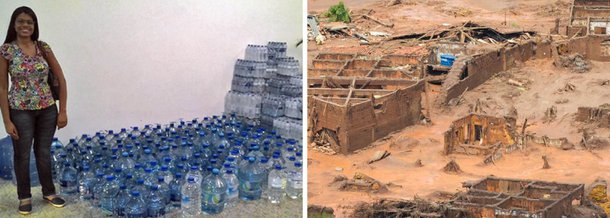 Moradores, o Corpo de Bombeiros e a Defesa Civil do Distrito Federal fazem campanhas para arrecadar água para as vítimas de municípios atingidos pelo rompimento de duas barragens de dejetos de mineração em Mariana, região central de Minas; em 24 horas foram arrecadados 10 mil litros de água, iniciativa liderada por uma estudante de 21 anos; Raquel Sampaio disse que ficou surpresa com a quantidade de doações em pouco tempo