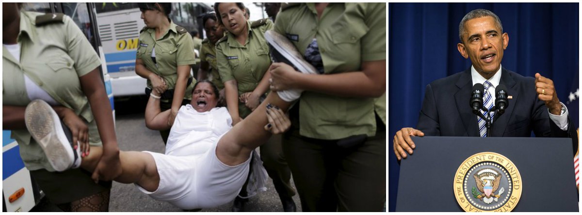 A polícia de Cuba deteve dezenas de militantes do movimento dissidente Damas de Branco após o desfile que tentam realizar todos os domingos em Havana, horas antes do início da visita do presidente dos Estados Unidos, Barack Obama; a polícia recolheu dezenas de militantes e de simpatizantes em frente à igreja em que costumam reunir-se em protesto aos domingos; o movimento Damas de Branco foi criado por mulheres de opositores ao regime cubano
