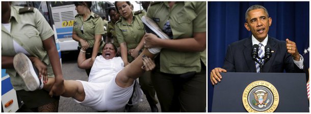 A polícia de Cuba deteve dezenas de militantes do movimento dissidente Damas de Branco após o desfile que tentam realizar todos os domingos em Havana, horas antes do início da visita do presidente dos Estados Unidos, Barack Obama; a polícia recolheu dezenas de militantes e de simpatizantes em frente à igreja em que costumam reunir-se em protesto aos domingos; o movimento Damas de Branco foi criado por mulheres de opositores ao regime cubano