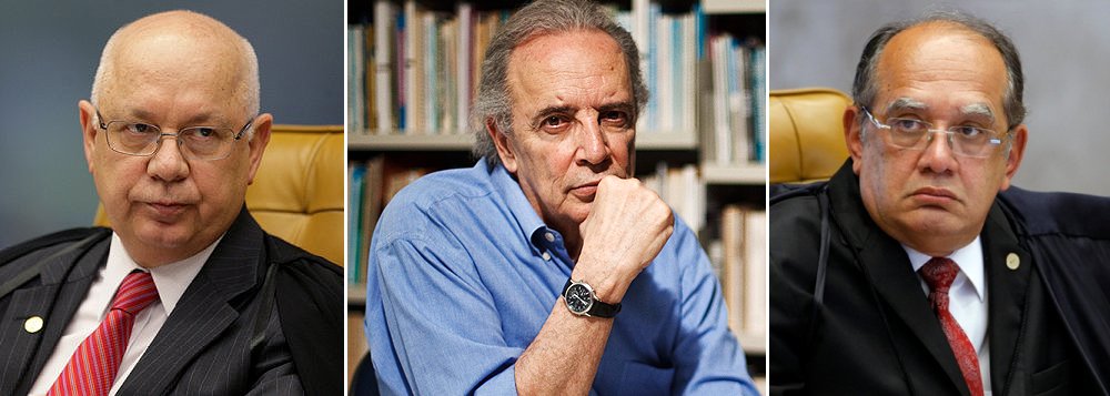 Colunista Janio de Freitas diz que, ao chamar de volta ao Supremo as investigações sobre o ex-presidente Lula, ministro Teori Zavascki “fez duros reparos a exorbitâncias do juiz Sergio Moro” e “recuperou a parte do sistema jurídico duplamente violentada por Gilmar Mendes”; segundo ele, Gilmar deveria ter se dado como impedido em uma causa sobre a qual já fizera furiosa definição pessoal