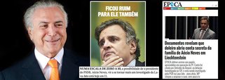 Responsável número 1 pela crise política brasileira, por não ter aceitado civilizadamente sua derrota nas eleições presidenciais de 2014, o senador Aécio Neves (PSDB-MG) foi jogado ao mar por seus dois maiores aliados: Globo e Abril; três dias atrás, Época denunciou a conta de sua família no paraíso fiscal de Liechtenstein; hoje, Veja afirma que, numa escala de zero a 10, a chance de que Aécio seja denunciado pela Procuradoria-Geral da República é de 11; isolar as pretensões de Aécio se tornou essencial para que os meios de comunicação, patrocinadores da crise atual, consigam empossar Michel Temer no Palácio do Planalto; assim como Carlos Lacerda, que foi o primeiro a ser rifado após incitar o golpe de 1964, o mesmo acontece com Aécio