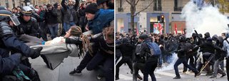 Polícia francesa deteve 208 manifestantes no centro de Paris após diversos grupos violarem a proibição de manifestações na capital, em vigor desde os atentados terroristas do último dia 13; Marcha pelo Clima, que estava agendada para esta segunda-feira (30), foi cancelada por causa dos atentados que deixaram 130 mortos e 350 feridos; "Sabemos que existiam elementos perturbadores que nada têm a ver com os ambientalistas", disse o presidente francês, François Hollande, ao comentar o episódio