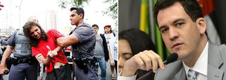 Os protestos contra a reorganização das escolas estaduais em São Paulo evidenciaram a violência policial do governo Geraldo Alckmin (PSDB) contra os jovens; segundo Ariel de Castro Alves, advogado e coordenador estadual do Movimento Nacional de Direitos Humanos (MNDH), mais de 10 jovens foram apreendidos e agredidos ilegalmente; o artigo 178 do ECA impede que menores acusados de cometer ato infracional sejam transportados em compartimento fechado de veículo policial em condições que atentem contra a dignidade ou impliquem risco à integridade física ou mental; alguns foram torturados, disse ele

 
