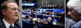 O plenário do Senado decidiu nesta quarta-feira (25) que a votação na qual os parlamentares se posicionarão sobre a prisão de Delcídio Amaral (PT) será aberta - foram 52 votos contra 20; em resposta às questões de ordem apresentadas pelo PSDB, PDT e Rede, Renan Calheiros decidiu que a votação deveria ser secreta, mas ele próprio recorreu ao plenário para que decidisse se a votação deveria ser ou não secreta; o líder do PSDB, Cássio Cunha Lima, defendeu o voto aberto; segundo ele, se o voto é aberto em processos de cassação, também deve ser no caso de prisão de parlamentar; o novo líder do governo no Congresso, José Pimentel (PT), defendeu a aplicação do Regimento Interno do Senado, que determina voto secreto
