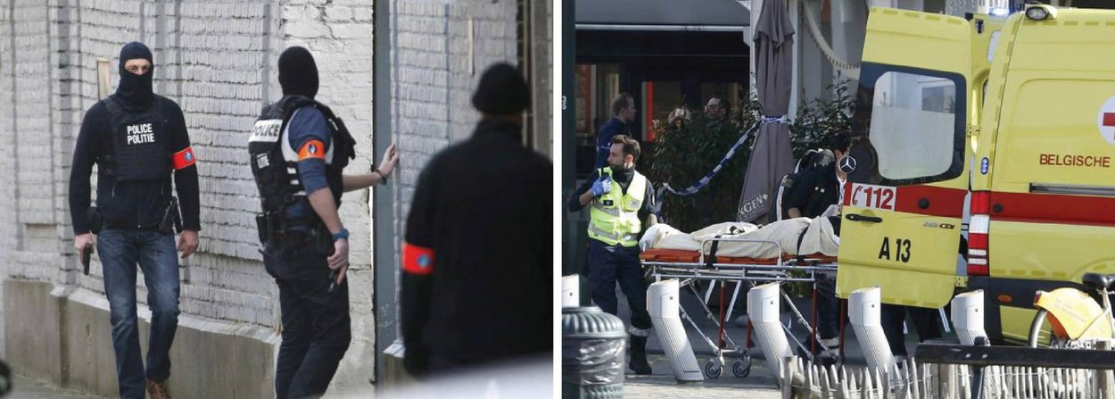 Polícia belga matou a tiros um atirador durante operação em um apartamento em Bruxelas ligado a militantes do Estado Islâmico envolvidos nos ataques de Paris em novembro; outros dois suspeitos estão foragidos, quatro membros das forças de segurança ficaram feridos no tiroteio; polícia ainda busca por suspeitos e associados aos militantes do Estado Islâmico envolvidos nos ataques em 13 de novembro em Paris, que mataram 130 pessoas