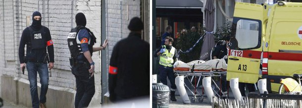 Polícia belga matou a tiros um atirador durante operação em um apartamento em Bruxelas ligado a militantes do Estado Islâmico envolvidos nos ataques de Paris em novembro; outros dois suspeitos estão foragidos, quatro membros das forças de segurança ficaram feridos no tiroteio; polícia ainda busca por suspeitos e associados aos militantes do Estado Islâmico envolvidos nos ataques em 13 de novembro em Paris, que mataram 130 pessoas