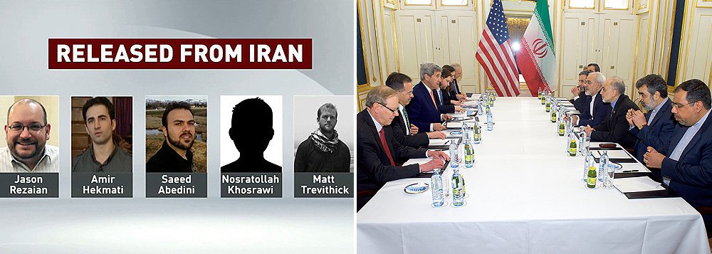 Um dos quatro prisioneiros norte-americanos libertados pelo Irã, Nosratollah Khosravi-Roodsari, não estava no avião suíço que deixou Teerã neste domingo, disse uma autoridade sênior dos Estados Unidos; embora não tenha ficado imediatamente claro se ele optou por ficar no Irã ou partir separadamente, um comunicado mais cedo do Departamento de Estado disse que "aqueles que desejaram deixar o Irã partiram"