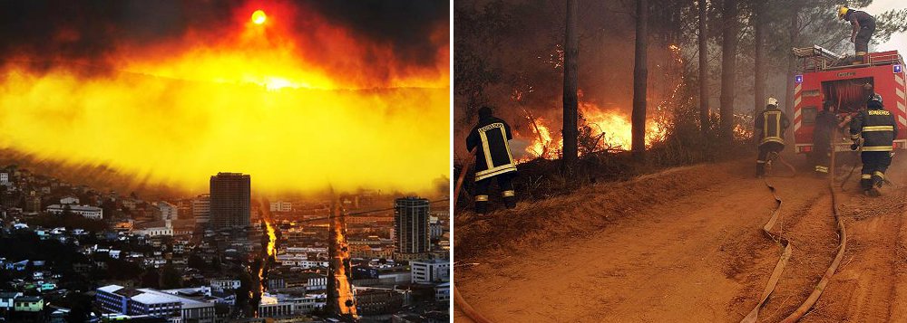 Um total de 140 mil hectares de florestas foram destruídos por incêndios no Centro e no Sul do Chile na última semana no maior desastre natural da história do país, agravado por ações humanas e pelas mudanças climáticas; situação de emergência obrigou a evacuação preventiva de cerca de 5 mil pessoas em localidades da região de Maule devido ao descontrole dos incêndios florestais