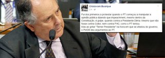 Senador Cristovam Buarque (PPS-DF) disse que a saída do PMDB da base governista acabou por dar razão aos argumentos do governo e do PT de que há um golpe em curso para derrubar a presidente Dilma Rousseff; "Fui dos primeiros a protestar quando o PT começou a manipular a opinião pública dizendo que impeachment, mesmo dentro da Constituição, é golpe, quando contra a Presidente Dilma. Mesmo que não fosse contra Collor, nem contra FHC, como o PT tentou. Mas ao gritar 'Temer Presidente' na hora em que se afastou do governo, o PMDB deu argumentos ao PT", escreveu Cristovam em sua página no Facebook
 