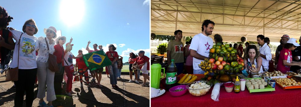 Um grupo de simpatizantes do governo Dilma Rousseff promoveu nesta quinta (21) um café da manhã na entrada do Palácio da Alvorada, para demonstrar contrariedade ao processo de impeachment contra a presidenta que tramita no Congresso Nacional; cerca de 70 pessoas estavam na portaria do Alvorada, por volta das 9h20, quando a presidente deixou o local com destino à Base Aérea de Brasília; ela viajou para Nova York, onde vai participar da cerimônia de assinatura do Acordo de Paris sobre Mudança do Clima