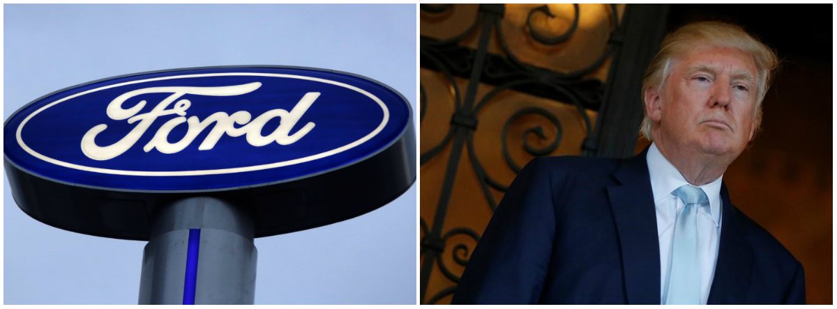 Ford anunciou que vai cancelar o plano de uma fábrica de US$ 1,6 bilhão no México e que vai injetar US$ 700 milhões em uma fábrica em Michigan, nos Estados Unidos, após sofrer fortes críticas do presidente eleito Donald Trump por causa de seus planos de investimento no país vizinho; Trump disse durante a campanha que, se eleito, não permitiria que a Ford abrisse uma nova fábrica no México e que poderia impor tarifas pesadas sobre veículos da Ford importados