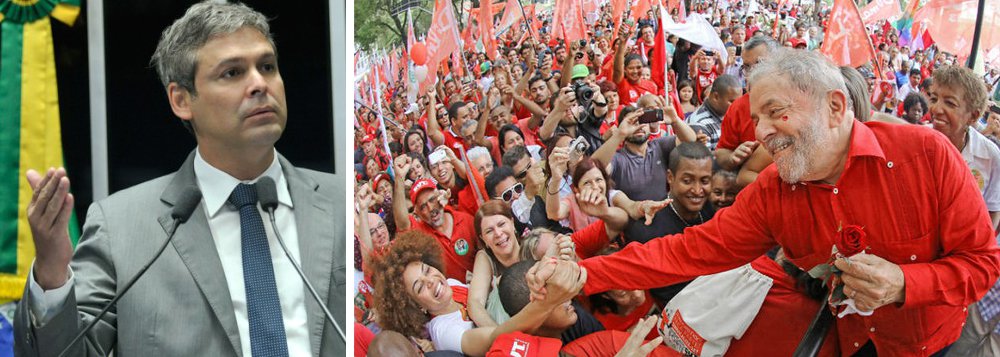 Senador Lindbergh Farias (PT-RJ) defendeu a candidatura de Luiz Inácio Lula da Silva à Presidência da República em 2018 – ou até antes, conforme o andamento da crise política; "Fora Temer, diretas já, Lula presidente", resumiu  "Num momento como este, precisamos de um presidente com legitimidade popular para fazer o que Lula fez na crise de 2008/2009", disse o senador, acrescentando que o ex-presidente "tem de apresentar um programa para o país"