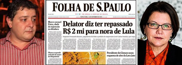 Para a jornalista Vera Guimarães Martins, "a Folha já foi além das tamancas na última sexta (16) ao cravar a manchete 'Delator diz ter repassado R$ 2 mi para nora de Lula'. Primeiro, porque não foi isso que Fernando Baiano disse"; segundo ela, trata-se do problema de "títulos 'esquentados': o impacto inicial não correspondido deixa a reportagem com cara de bala de festim"