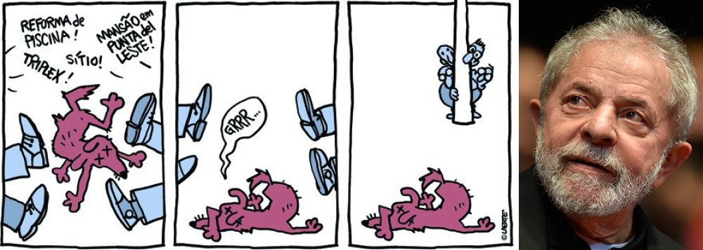 Na charge da cartunista Laerte Coutinho, a reforma na piscina do Palácio do Alvorada, da qual o ex-presidente Lula é acusado de ser "beneficiado"