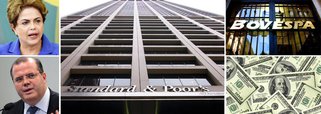 Ibovespa abriu em forte queda nesta manhã depois do rebaixamento do rating do Brasil de "BBB-" para "BB+" pela Standard &amp; Poor's; às 10h20, o índice da Bolsa brasileira caía 2,06%, a 45.696 pontos; às 11h50, o dólar estava cotado a R$ 3,87, com alta de 2,09%; mais cedo, por volta de 9h30, o dólar chegou a ser cotado a R$ 3,90 (alta de 2,69%); BC fez mais um leilão de venda de dólares, com compromisso de devolver o dinheiro às reservas internacionais no futuro. No chamado leilão de linha, o BC anunciou a venda de até US$ 1,5 bilhão