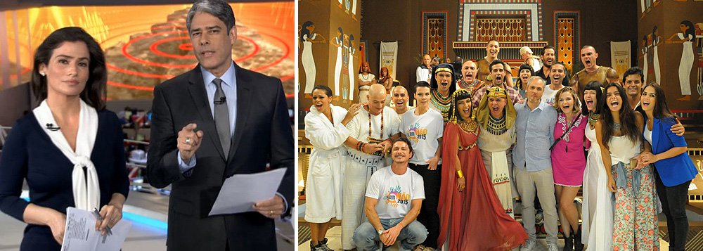 Telejornal apresentado por William Bonner e Renata Vasconcelos foi superado pelo folhetim Os Dez Mandamentos; "A novela registrou média de 21,4 pontos, contra 20,3 da Globo, 10,6 do SBT e 2,1 da Band. No confronto com o “Jornal Nacional”, entre 20h40 e 21h30, pela primeira vez, “Os Dez Mandamentos” venceu, por 20,7 a 19,9", diz o colunista Maurício Stycer