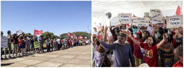 Protesto contra o governo de Michel Temer também aconteceu na residência oficial da presidência, onde ainda mora Dilma Rousseff