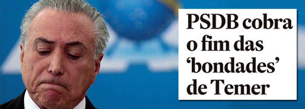 "Voto de confiança no governo pode não resistir por muito tempo", adverte O Globo; o Estadão dá manchete para os bufos tucanos, revelando que o queixoso discurso do senador José Aníbal (SP) contra as "bondades temeristas" foi combinado com Aécio Neves; e a Folha anuncia que o PSDB diz que não apoiará pauta 'eleitoreira' de Temer, destaca o jornalista Fernando Brito