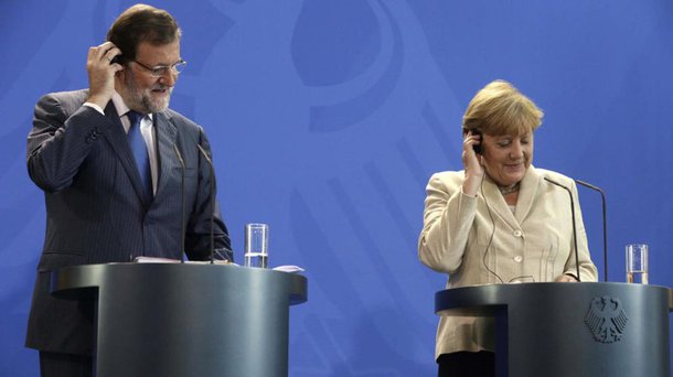 "A situação no mercado de trabalho ainda é séria, mas muitos novos trabalhos estão sendo criados e, com isso, a Espanha está contribuindo para a Europa sair da crise passo a passo", afirmou a chanceler alemã ao lado do primeiro-ministro espanhol, Mariano Rajoy