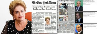 Reportagem de capa do maior jornal do mundo destaca o caráter surreal do processo de impeachment que corre no Brasil; segundo o NYT, a presidente Dilma Rousseff corre o sério risco de ser afastada por um processo dominado por corruptos e por abusos aos direitos humanos; texto cita o próprio vice-presidente da República, Michel Temer, que assume o lugar de Dilma caso o processo seja aprovado no Congresso, como possível envolvido no esquema de corrupção da Lava Jato; destaca o presidente da Câmara, Eduardo Cunha (PMDB-RJ), como réu da corte suprema do País por suspeita de ter recebido 40 milhões de dólares em propina, e ainda o deputado Paulo Maluf (PP-SP), outro defensor do impeachment, alvo de processos nos Estados Unidos por ter desviado mais de 11,6 milhões de dólares