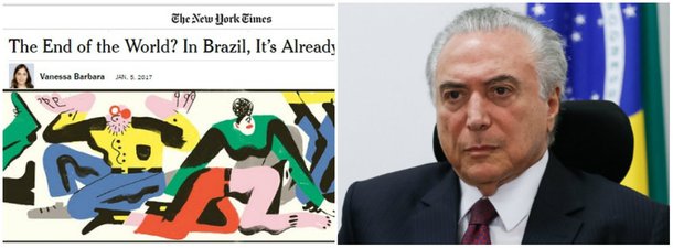 Vanessa Barbara, colaboradora do The New York Times e colunista do Estadão, publica hoje no jornal nova-iorquino um texto com o título acima, que não podia ser mais claro sobre a situação do nosso país, ao narrar a história política do último mês nesta Terra Brasilis, a começar pela “PEC do Fim do Mundo”. Por Fernando Brito, do Tijolaço