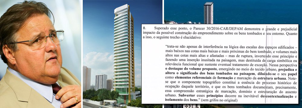 Proprietário de um dos 24 apartamentos de luxo do empreendimento La Vue —que não saem por menos de R$ 2,6 milhões cada—, o ministro Geddel Vieira Lima (Secretaria de Governo) tentou usar sua influência política como um dos homens fortes do governo de Michel Temer para eliminar uma decisão da chefe do Iphan (Instituto do Patrimônio Histórico e Artístico Nacional), Kátia Bógea, que embarga a obra; documento do Iphan, entidade máxima do patrimônio histórico do país, diz com todas as letras o que o espigão de mais de cem metros é: uma obra com "grande e prejudicial impacto negativo", "destituída de carga simbólica ou relevância funcional que sustente eventual tratamento de exceção"