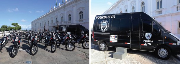 As cem motocicletas serão utilizadas pela PM e a Delegacia Móvel servirá a Superintendência de Combate a Homicídios e Proteção à Pessoa (SHPP) da Polícia Civil; segundo o governo do Maranhão, desde a criação das Superintendências, várias ações foram colocadas em prática para qualificar o trabalho de investigação, como a criação do Plantão 24 horas da Homicídios para atender os casos de mortes violentas; inclusão de mais 1500 policiais à tropa, distribuição de 300 novas viaturas, aquisição de equipamentos de proteção como coletes e armamentos; e estruturação das delegacias e Batalhões de polícia