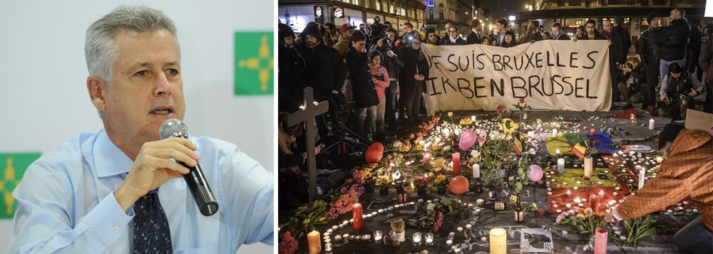 O governador do Distrito Federal, Rodrigo Rollemberg, telefonou ao embaixador da Bélgica no Brasil, Jozef Smets, para prestar solidariedade ao povo belga e aos familiares das vítimas do atentado terrorista em Bruxelas, capital da Bélgica, provocado pelo Estado Islâmico (EI); "O governo de Brasília manifesta sua consternação pelos atentados terroristas ocorridos, na manhã desta terça-feira (22), em Bruxelas (Bélgica), que deixaram dezenas de mortos e mais de uma centena de feridos", diz a nota do GDF; "Brasília e Bruxelas são cidades-irmãs desde 2013"; EI prometei ataques "mais duros e mais amargos"