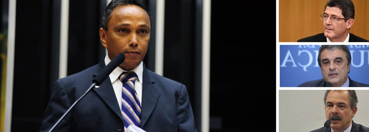 Líder do PT na Câmara, deputado Sibá Machado (AC), articulou nessa quarta-feira, 23, uma reunião com líderes de partidos da base do governo para pedir as saídas dos ministros da Fazenda, Joaquim Levy, da Casa Civil Aloizio Mercadante, e da Justiça Joaquim Cardozo; petista se reuniu com os líderes Leonardo Picciani (PMDB-RJ), Maurício Quintella Lessa (PR-AL), Jovair Arantes (PTB-GO), Domingos Neto (Pros-CE), Rogério Rosso (PSD-DF) e Jandira Feghali (PC do B-RJ); Sibá se reuniu também com o presidente da Câmara, Eduardo Cunha (PMDB-RJ), a quem apresentou uma proposta paralela à recriação da CPMF: transformar parte da dívida da União em novos títulos que seriam negociados com investidores estrangeiros