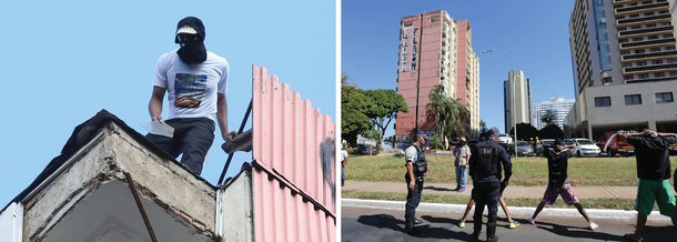 Desde as 9h da manhã desta quarta, a Polícia Militar do Distrito Federal negocia a desocupação do antigo Torre Palace Hotel, um prédio com 140 apartamentos no setor hoteleiro norte, por integrantes do autodenominado Movimento de Resistência Popular, que reivindica políticas de moradias; abandonado desde 2013, o edifício foi ocupado em outubro de 2015 por cerca de 150 pessoas, mas, antes, já vinha sendo invadido por usuários de drogas; reintegração de posse foi autorizada pela Justiça; tarde foi de tensão