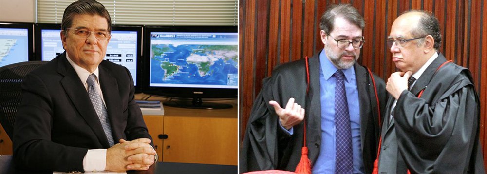 Em conversa com o ex-presidente José Sarney (PMDB-AP), ex-presidente da Transpetro Sergio Machado criticou as indicações do ex-presidente Lula e da presidente Dilma Rousseff para o Supremo; "Aquela reunião do Supremo [...] rasgaram a Constituição no que diz respeito a transitado e julgado [não há chance de recurso]. O Gilmar que foi [...] o Gilmar e o Toffoli foram os grandes, os dois filhos da p... porque se tivessem votado tinha dado seis a quatro", afirmou