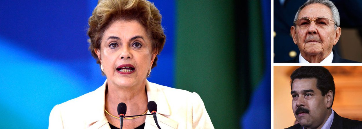 Os governos de Cuba e da Venezuela emitiram nota contra o afastamento da presidente Dilma Rousseff; o Ministério das Relações Exteriores da Venezuela, país presidido por Nicolas Maduro, afirmou que "rechaça categoricamente o golpe parlamentar em curso no Brasil, mediante farsas jurídicas das oligarquias e forças imperialistas, que querem o impeachment da presidente Dilma Rousseff, para substituir a soberania popular, colocando em risco a Constituição e a democracia"; já o governo de Raul Castro afirmou que já "havia denunciado, de maneira reiterada o golpe parlamentar-judicial, disfarçado de legalidade, que está em gestão há meses no Brasil"