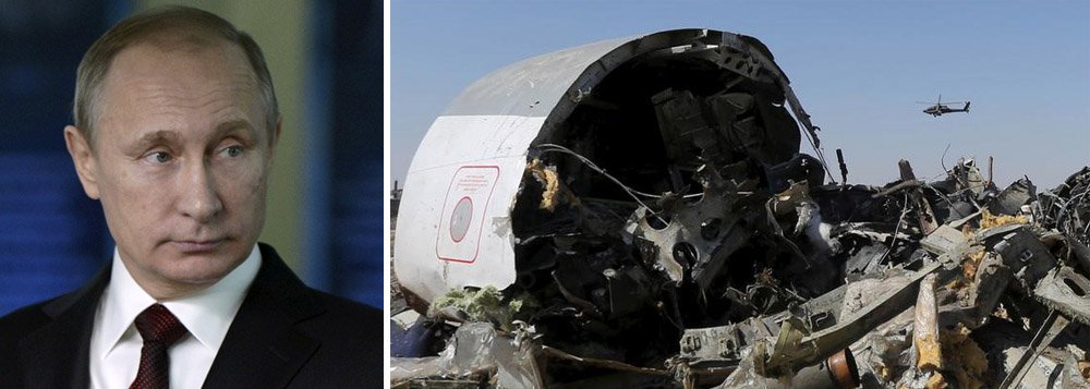 Presidente russo determinou a suspensão de todos os voos russos de passageiros para o Egito até que sejam esclarecidas as causas da queda de uma aeronave de uma companhia russa no último final de semana; acidente matou 224 pessoas; existe a suspeita de que o avião tenha caído após a explosão de uma bomba colocada por extremistas ligados ao grupo radical Estado islâmico