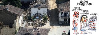 Uma cidade da Itália está cogitando processar o semanário satírico francês Charlie Hebdo devido a uma charge que mostra vítimas de um terremoto como tipos de massa, e por outra que insinua que a máfia tem culpa pelo saldo de mortes de quase 300 pessoas