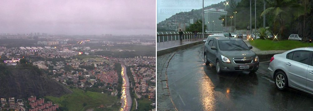 As fortes chuvas que atingem o Rio de Janeiro desde o último sábado, principalmente na Baixada Fluminense, deixam a capital em estágio de atenção; é o segundo estágio em uma escala que vai de 1 a 3; houve fortes ventos em vários pontos da cidade e, por volta das 4h da manhã, foram registradas rajadas de até 60 quilômetros por hora no Forte de Copacabana; em Marambaia, os ventos, segundo o Instituto Nacional de Meteorologia (Inmet), atingiram pouco mais de 50 km/hora
