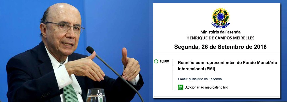 O golpe de 2016 trouxe o Brasil, definitivamente, de volta ao passado; neste exato momento, o ministro da Fazenda, Henrique Meirelles, está reunido com representantes do Fundo Monetário Internacional, em Brasília; desde que o governo Michel Temer assumiu, o déficit fiscal foi ampliado em mais de R$ 100 bilhões, mas, a despeito das promessas de "volta da confiança", a arrecadação de impostos tem caído mês a mês; Brasil segue o caminho da Argentina, de Maurício Macri, que reabriu as portas do País para as missões periódicas do FMI; quando Lula foi presidente da República, o Brasil quitou sua dívida com o FMI