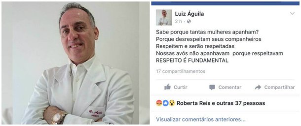 Cardiologista publicou mensagem em defesa do filho, acusado de agredir a esposa grávida de quatro meses; médico também responde por denúncias na Delegacia da Mulher