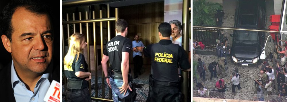 Agentes da Polícia Federal e da  força-tarefa do Ministério Público Federal do Rio realizaram uma operação na manhã desta quinta-feira (17) para prender o ex-governador do Rio Sergio Cabral (PMDB), acusado de liderar um grupo que desviou cerca de R$ 224 milhões em contratos com diversas empreiteiras; ex-executivos da Andrade Gutierrez afirmaram, em delação premiada, que Cabral cobrou pagamento de 5% do valor total do contrato para permitir que a construtora se associasse à Odebrecht e à Delta, no consórcio que disputaria a reforma do Maracanã, em 2009; a ex-primeira-dama Adriana Ancelmo também é um dos alvos da operação, mas ela será levada para depor na sede da PF local em condução coercitiva
