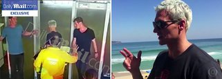 Polícia Civil do Rio de Janeiro investiga se os nadadores norte-americanos Ryan Lochte, James Feigen, Gunnar Bentz e Jack Conger mentiram sobre o assalto que dizem ter sofrido ao voltar de uma festa na noite do último domingo (14); imagens do circuito de segurança mostram o grupo brincando ao chegar na Vila dos Atletas, sem aparentar ter sofrido qualquer tipo de violência; além disso, a polícia constatou contradições nos depoimentos e estranha o fato de credenciais e carteiras não terem sido roubadas; o taxista que teria transportado os atletas também não foi encontrado; Justiça proibiu que atletas deixem o país