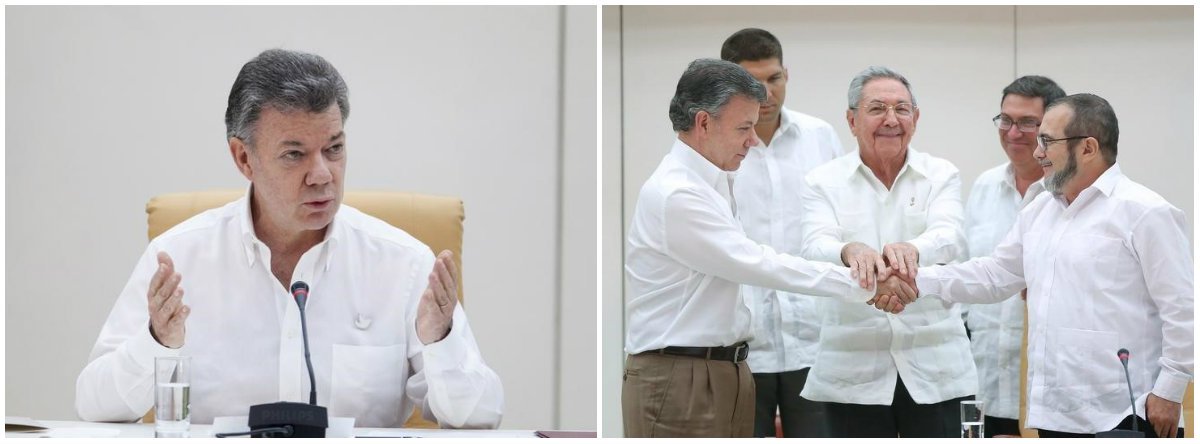 O governo da Colômbia, do presidente Juan Manuel Santos, e as Farc anunciaram no sábado um acordo para a busca, localização e entrega de pessoas dadas como desaparecidas no conflito armado de mais de meio século; anúncio, após reunião surpresa em Havana, diz que acordo visa "aliviar o sofrimento das famílias das pessoas desaparecidas e, assim, contribuir para a satisfação dos seus direitos"