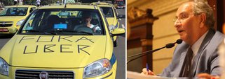 Projeto de lei que regulamenta o serviço de transporte público individual de passageiros foi aprovado por 43 votos  favor e apenas um contra; rgulamentação prevê multas de R$ 1.360,00 para pessoas físicas e de R$ 2 mil para empresas que forem flagradas prestando o serviço irregularmente; medida atinde em cheio a empresa Uber, que oferece o serviço de transporte não regulamentado de passageiros por meio de um aplicativo;  "A Casa votou segundo a vontade do povo em respeito às leis. Fora da lei, é o caos. A lei federal que regulamenta o transporte individual de passageiro estabelece que este tipo de serviço é privativo de motorista de táxi, nenhum outro. Não fala em aplicativo. disse o presidente da Câmara de Vereadores do Rio, Jorge Felippe (PMDB)