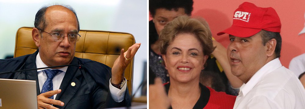 Ministro do STF disse que Vagner Freitas deveria ser intimado pelo Ministério Público por ter dito que trabalhadores deveriam pegar em armas e se entrincheirar para defender o mandato da presidente Dilma; "Agora, o senhor da CUT vem e diz que vai pegar em armas. Deveria ser intimado pelo Ministério Público. Este tipo de prática não pode ocorrer. São manifestantes que vivem de recursos públicos (...). Isso é inaceitável, ainda mais na presença da presidente da República, no Palácio do Planalto. Ela é a chefe das Forças Armadas. É hora do MP atuar para proteger a democracia", disse