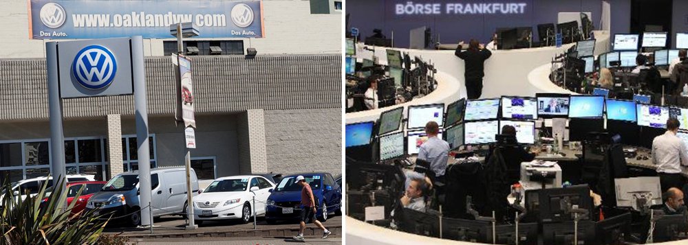 As ações da Volkswagen na bolsa de Frankfurt caíram nesta quarta-feira, 23, 19,82% e atingiram 106 euros; com isso, subiu para 35% a queda acumulada em duas sessões de pregão, depois que o fabricante admitiu fraude no sistema de emissão de poluentes em 400 mil carros nos EUA; em dois dias, o grupo perdeu $ 25 bilhões de euros de capitalização; a Coreia do Sul anunciou que vai submeter os automóveis da Volkswagen a novos testes de emissões e vão se estender também "aos veículos que anteriormente passaram com êxito nos testes", indicaram fontes à agência de notícias Yonhap
