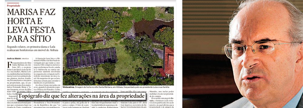 Advogado Roberto Teixeira divulga nota para desmentir reportagem publicada nesta segunda-feira 8 pelo jornal Estado de S. Paulo, em que afirma que um topógrafo "foi chamado às pressas" por Teixeira para fazer "alterações na área" do sítio em Atibaia em 2015; segundo o advogado, há "toda evidência" de que o jornal "manipulou as palavras do topógrafo Claudio Benatti"