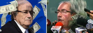 Antes da chuva de dólares sobre Eduardo Cunha (PMDB-RJ), houve outra, que atingiu o então todo-poderoso Joseph Blatter, mandachuva da Fifa; "A exemplo de Cunha, Blatter fez de tudo para permanecer no cargo, do qual parecia ser inderrubável. Foi afastado no início de outubro, 78 dias depois do banho de dólares", lembrou o colunista Bernardo Mello Franco